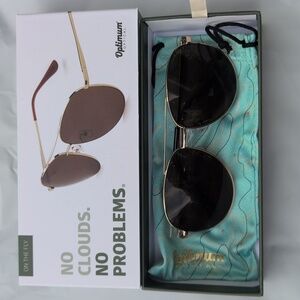 New Optimum Brown And Gold Aviator Sunglasses
